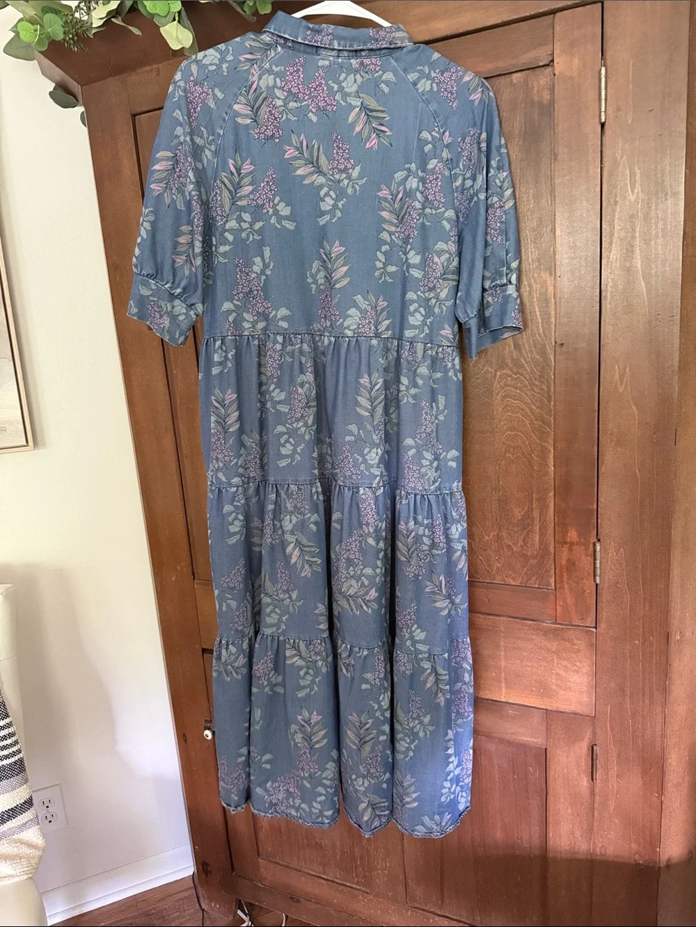 NATURAL LIFE Blue Floral Tiered Dress with Pink & Green Accents - Picture 7 of 7